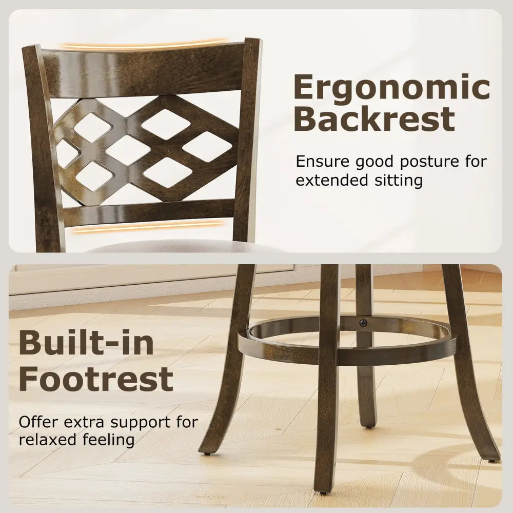 31 Inch Counter Height Bar Stools Set of 2 with Rubber Wood Frame-31 Inch Costway