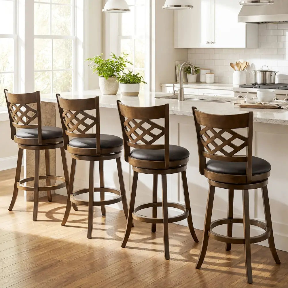 31 Inch Counter Height Bar Stools Set of 2 with Rubber Wood Frame-31 Inch Costway