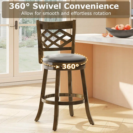 31 Inch Counter Height Bar Stools Set of 2 with Rubber Wood Frame-31 Inch Costway
