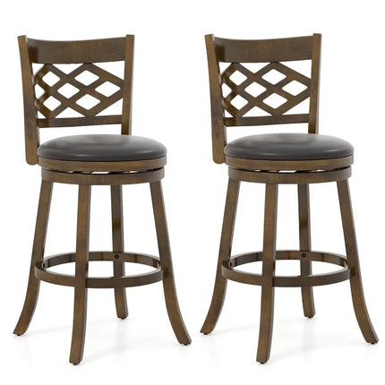 31 Inch Counter Height Bar Stools Set of 2 with Rubber Wood Frame-31 Inch Costway