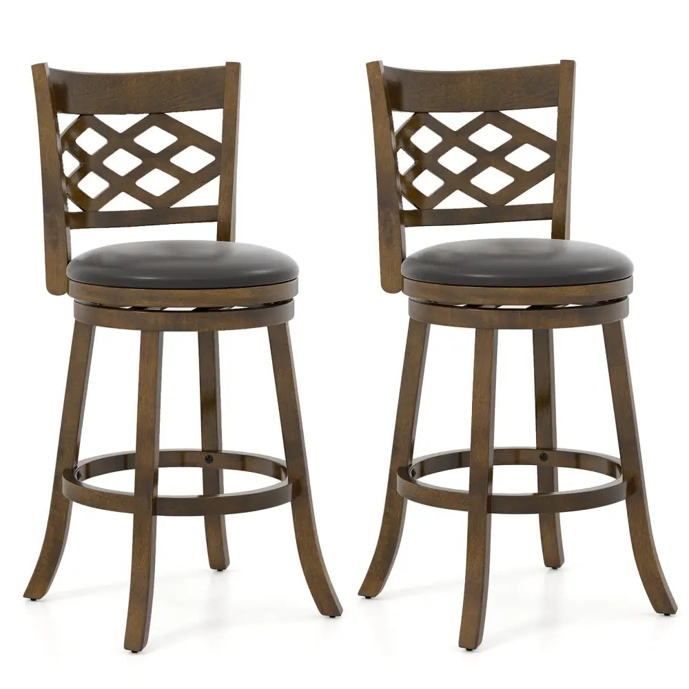 31 Inch Counter Height Bar Stools Set of 2 with Rubber Wood Frame-31 Inch Costway
