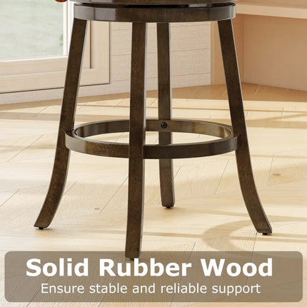 31 Inch Counter Height Bar Stools Set of 2 with Rubber Wood Frame-31 Inch Costway