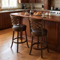 31 Inch Counter Height Bar Stools Set of 2 with Rubber Wood Frame-31 Inch - Brown - Bar Stools