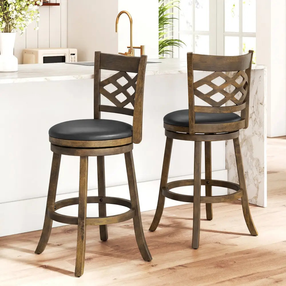 31 Inch Counter Height Bar Stools Set of 2 with Rubber Wood Frame-31 Inch Costway