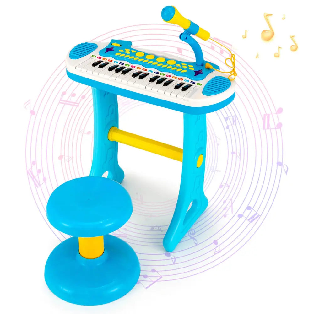 31-Key Kids Piano Keyboard Toy with Microphone and Multiple Sounds for Age 3+-Blue - Blue - Musical Toys