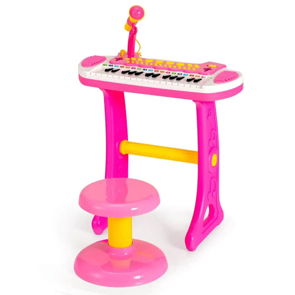 31-Key Kids Piano Keyboard Toy with Microphone and Multiple Sounds for Age 3+-Pink - Pink - Musical Toys