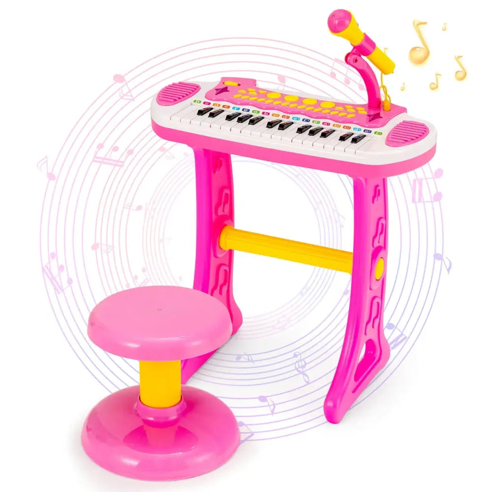 31-Key Kids Piano Keyboard Toy with Microphone and Multiple Sounds for Age 3+-Pink - Pink - Musical Toys