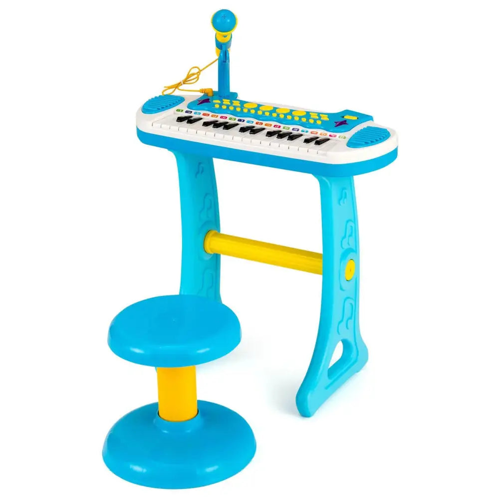 31-Key Kids Piano Keyboard Toy with Microphone and Multiple Sounds for Age 3+-Blue - Blue - Musical Toys