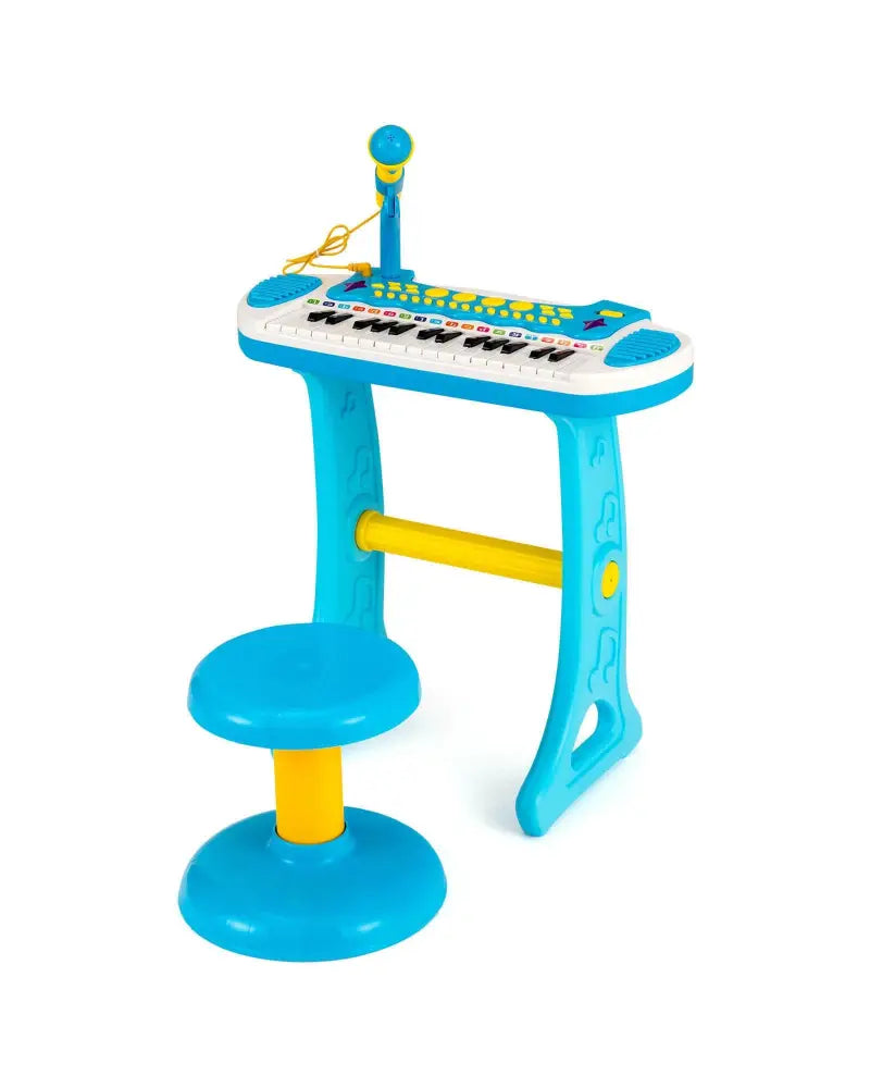 31-Key Kids Piano Keyboard Toy with Microphone and Multiple Sounds for Age 3+-Blue - Blue - Musical Toys
