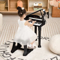 31 Keys Kids Piano Keyboard with Stool and Piano Lid-Black - Black - Pianos & Keyboards