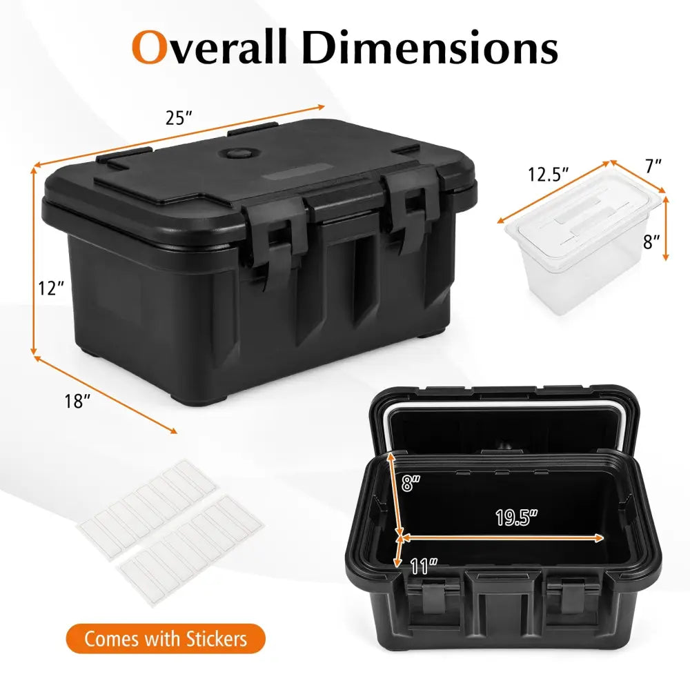 31 QT Insulated Food Pan Container with 3 Transparent One-Third Pans with Lids-Black - Black - Food Warmers & Burners