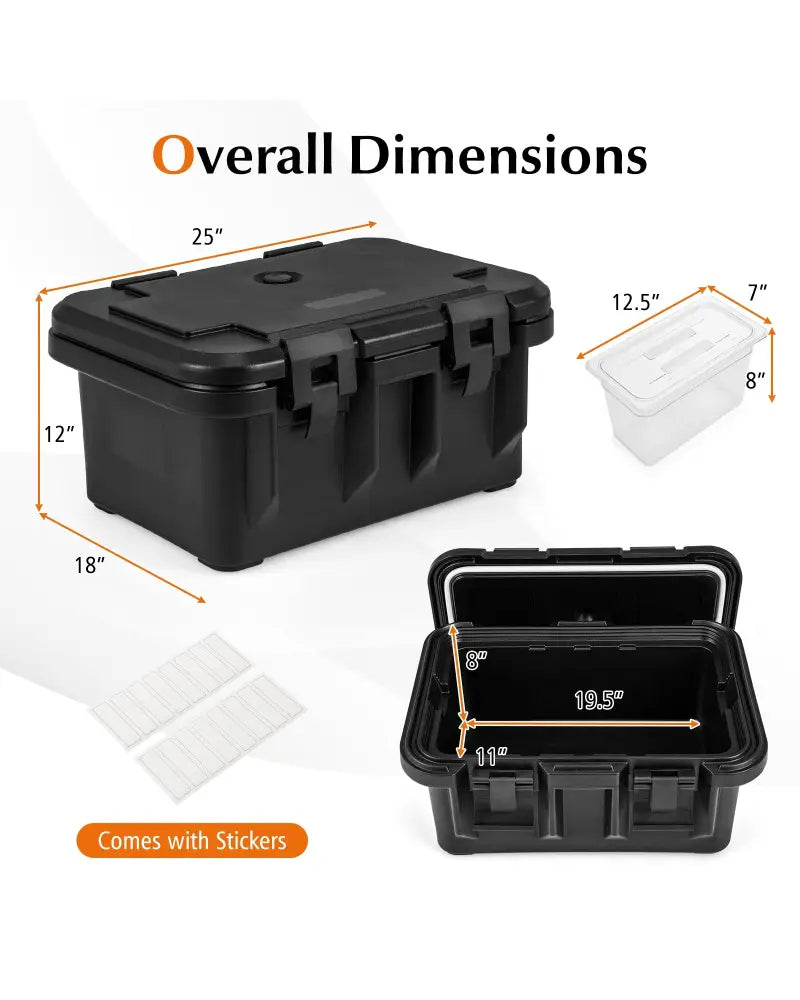31 QT Insulated Food Pan Container with 3 Transparent One-Third Pans with Lids-Black - Black - Food Warmers & Burners