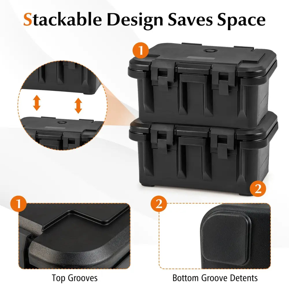 31 QT Insulated Food Pan Container with 3 Transparent One-Third Pans with Lids-Black - Black - Food Warmers & Burners