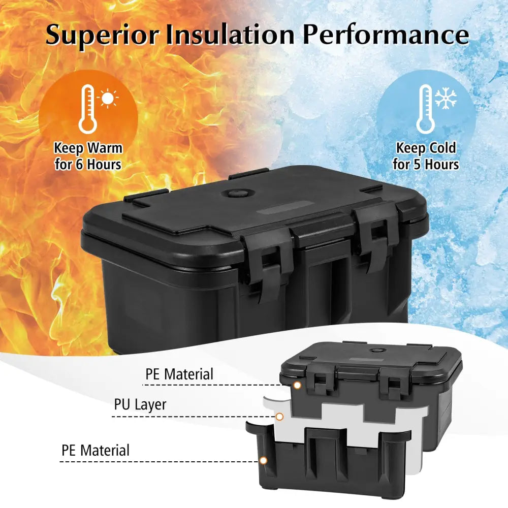 31 QT Insulated Food Pan Container with 3 Transparent One-Third Pans with Lids-Black - Black - Food Warmers & Burners