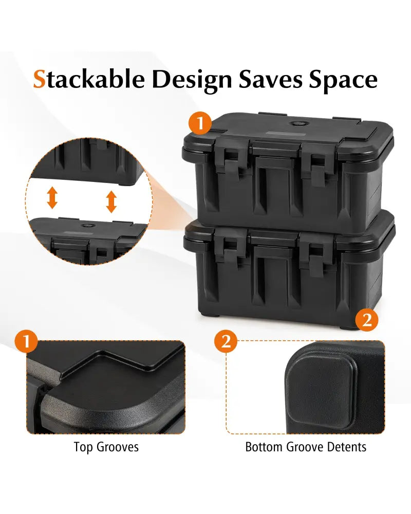 31 QT Insulated Food Pan Container with 3 Transparent One-Third Pans with Lids-Black - Black - Food Warmers & Burners