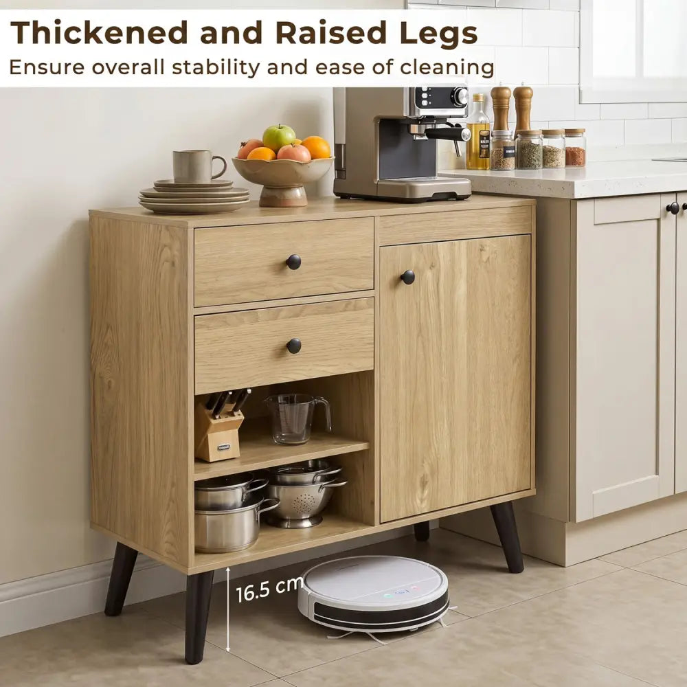 31’’ Sideboard Cabinet with 2 Open Compartments and 2 Drawers-Natrual - Natural - Sideboards Cabinets & Buffets
