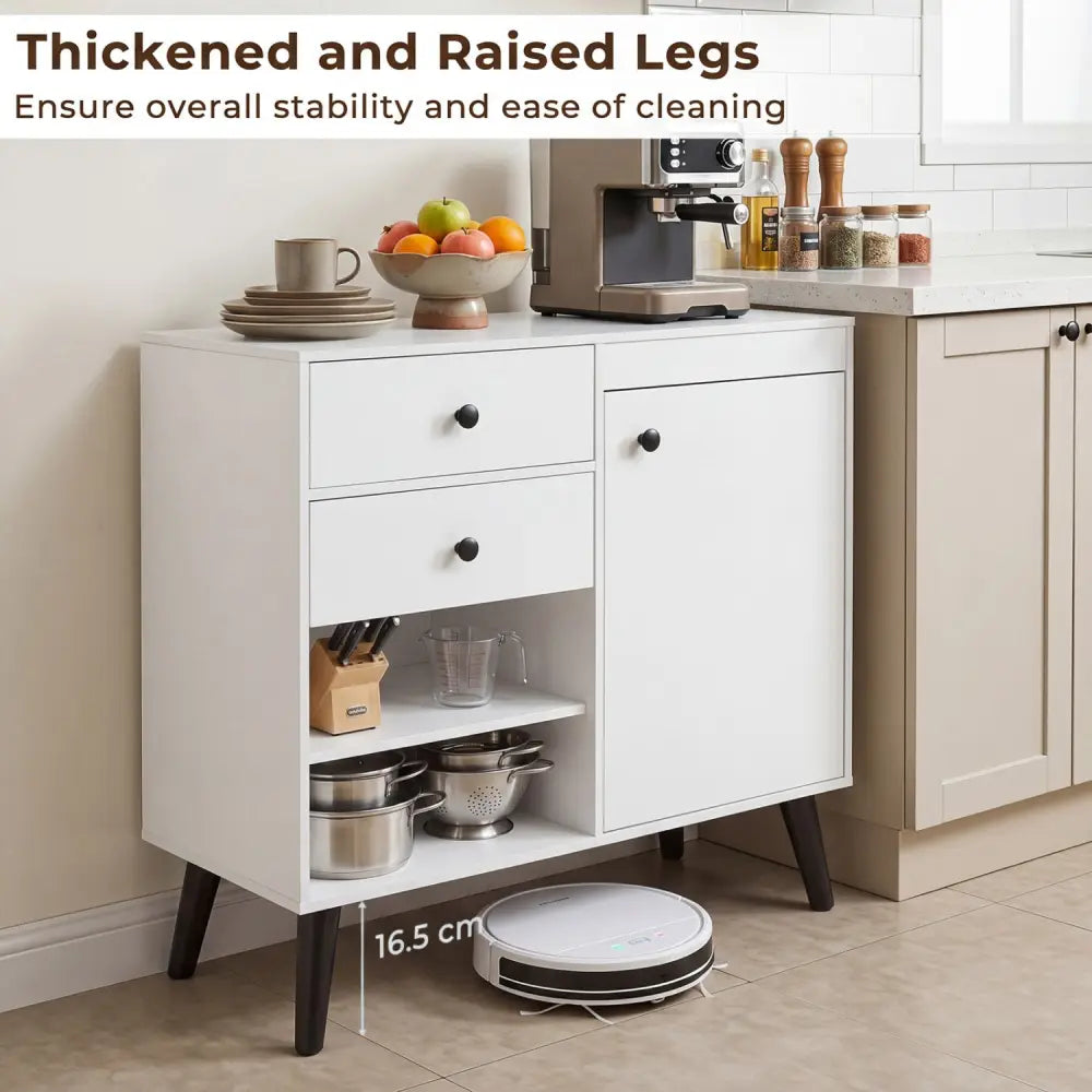 31’’ Sideboard Cabinet with 2 Open Compartments and 2 Drawers-White - White - Sideboards Cabinets & Buffets