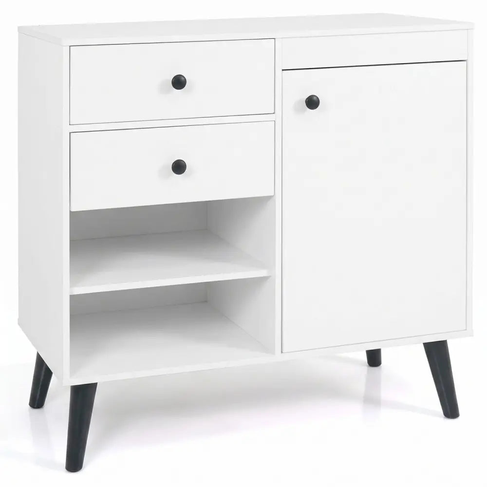 31’’ Sideboard Cabinet with 2 Open Compartments and 2 Drawers-White - White - Sideboards Cabinets & Buffets