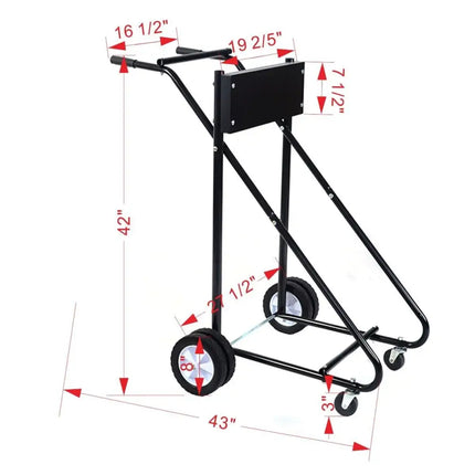315 LBS Outboard Boat Motor Stand Carrier Cart Dolly Storage Pro Heavy Duty - Black - Garages