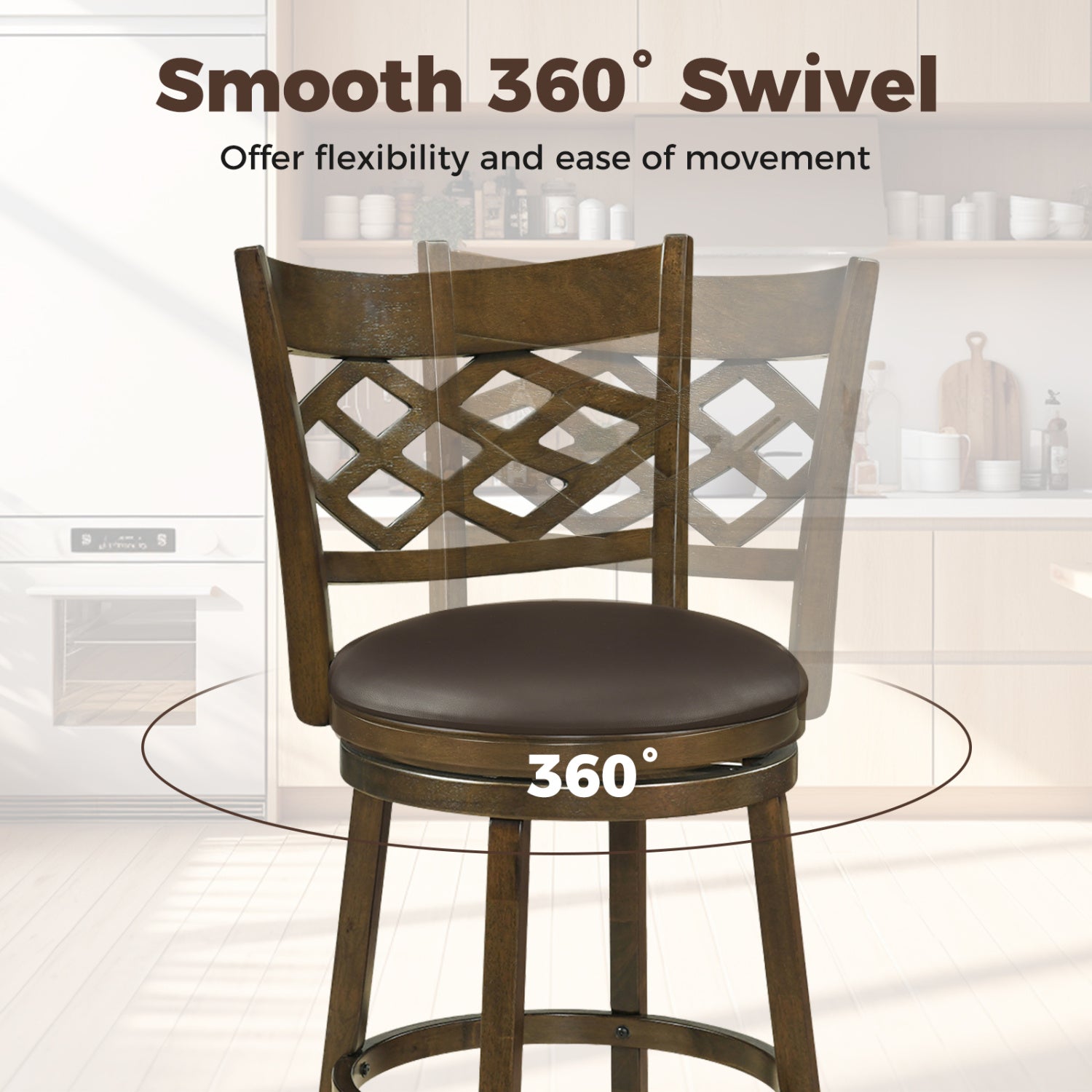 31 Inch Counter Height Bar Stools Set of 2 with Rubber Wood Frame-31 Inch