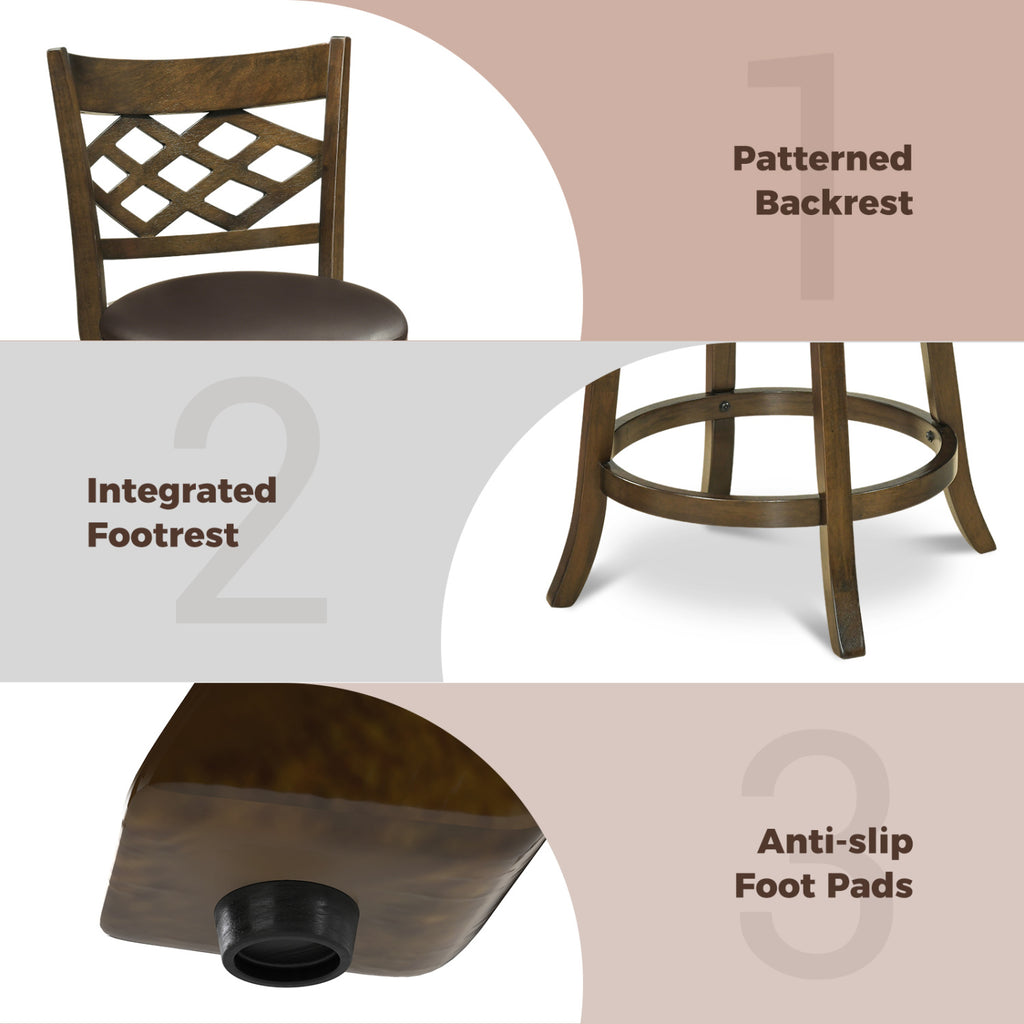 31 Inch Counter Height Bar Stools Set of 2 with Rubber Wood Frame-31 Inch