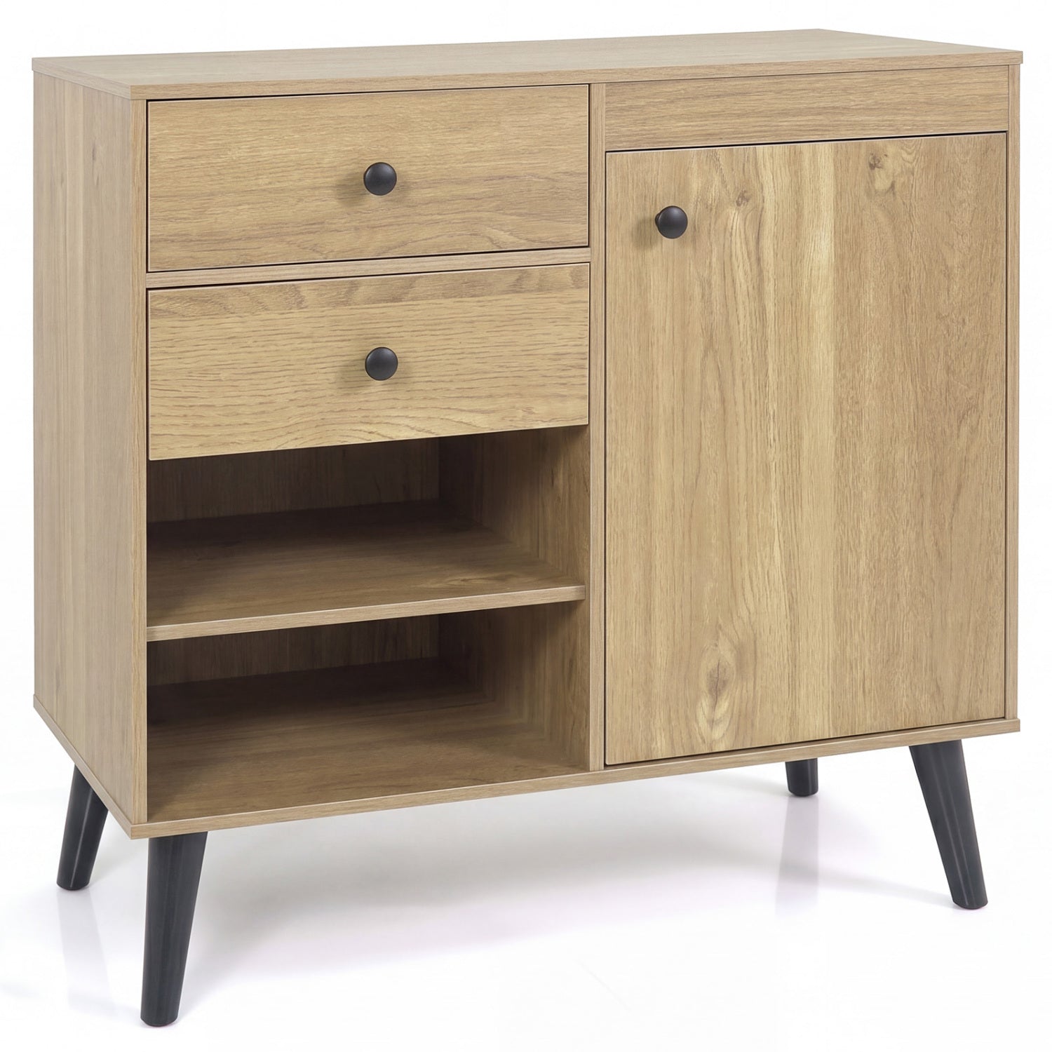 31" Sideboard Cabinet with 2 Open Compartments and 2 Drawers-Natrual