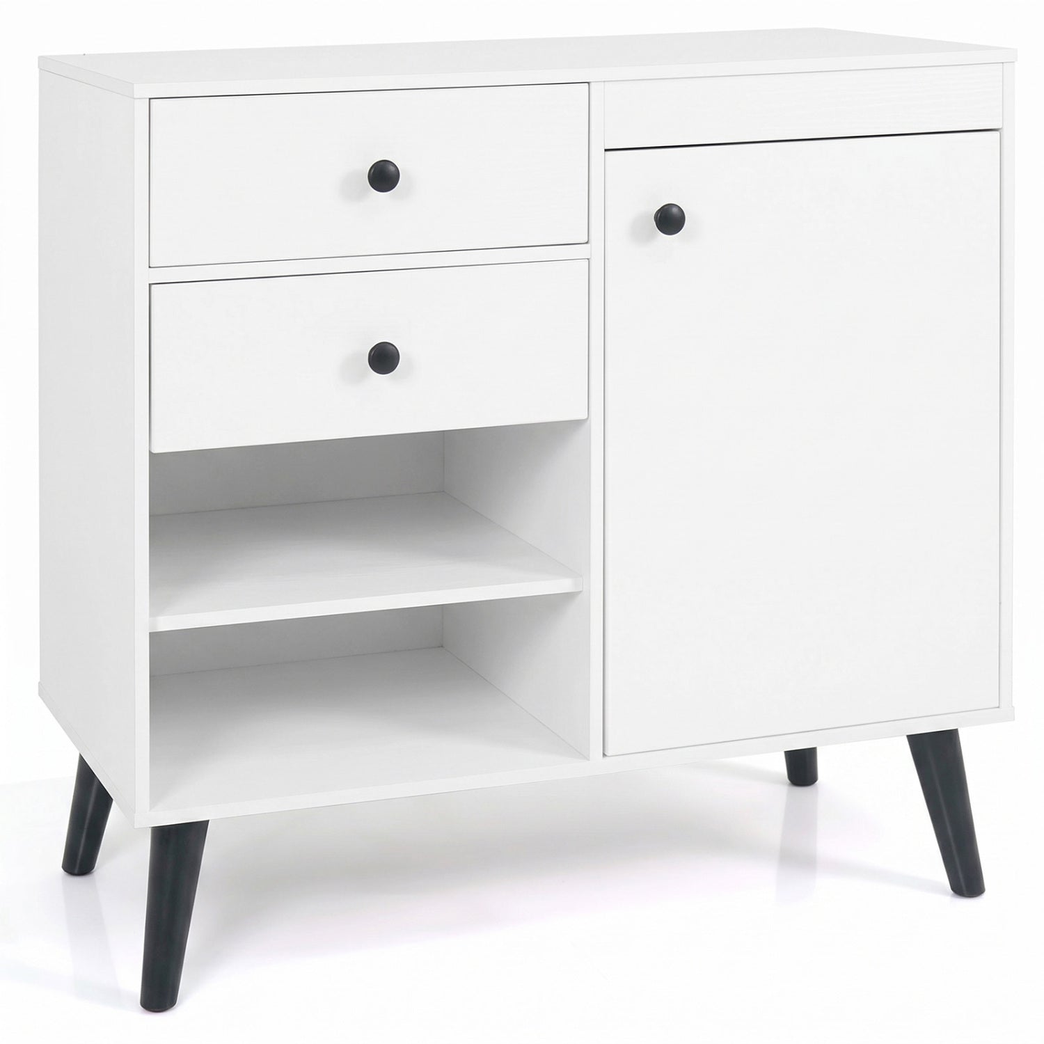 31" Sideboard Cabinet with 2 Open Compartments and 2 Drawers-White