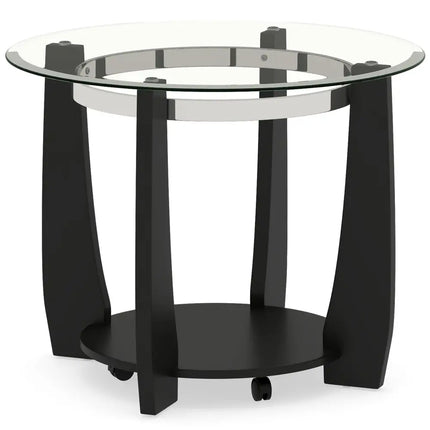 32" 2-Tier Glass Round Coffee Table with Storage Shelf-Black Costway