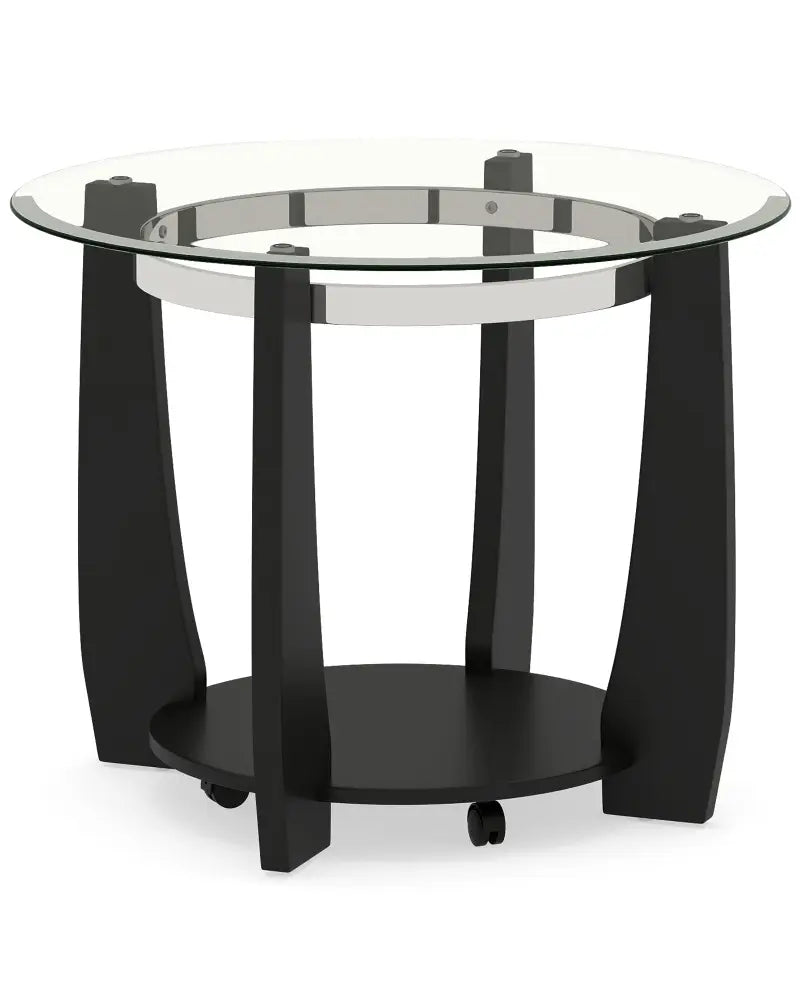 32’’ 2-Tier Glass Round Coffee Table with Storage Shelf-Black - Black - Coffee Tables