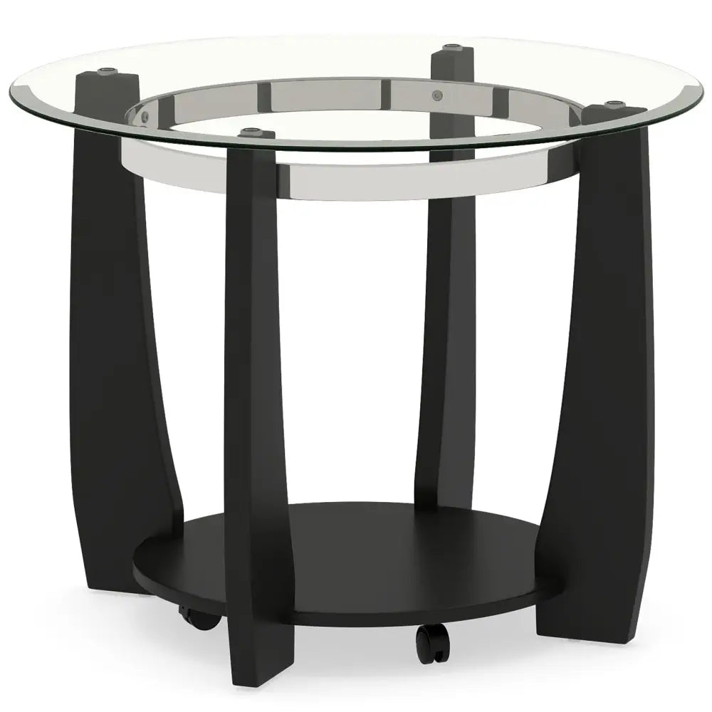32’’ 2-Tier Glass Round Coffee Table with Storage Shelf-Black - Black - Coffee Tables