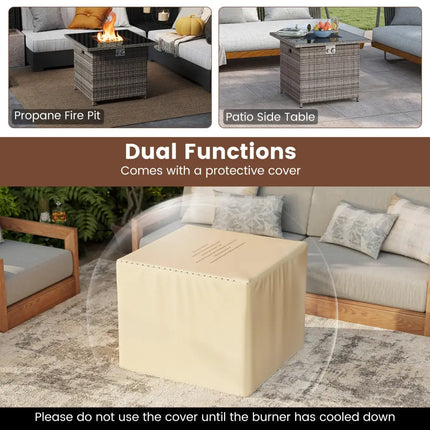32.5 Inch Propane Fire Pit Table 5000 BTU with Tempered Glass Tabletop-Gray - Gray - Fire Pit Tables