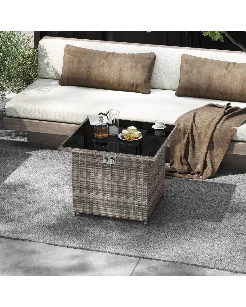 32.5 Inch Propane Fire Pit Table 5000 BTU with Tempered Glass Tabletop-Gray - Gray - Fire Pit Tables