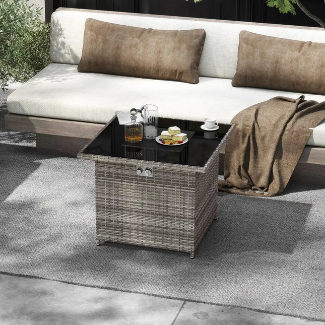 32.5 Inch Propane Fire Pit Table 5000 BTU with Tempered Glass Tabletop-Gray - Gray - Fire Pit Tables