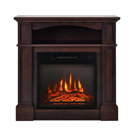 32 Inch 1400W Electric TV Stand Fireplace with Shelf-Natural - Natural - Fireplaces