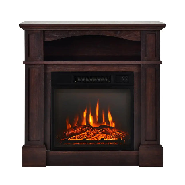 32 Inch 1400W Electric TV Stand Fireplace with Shelf-Natural - Natural - Fireplaces