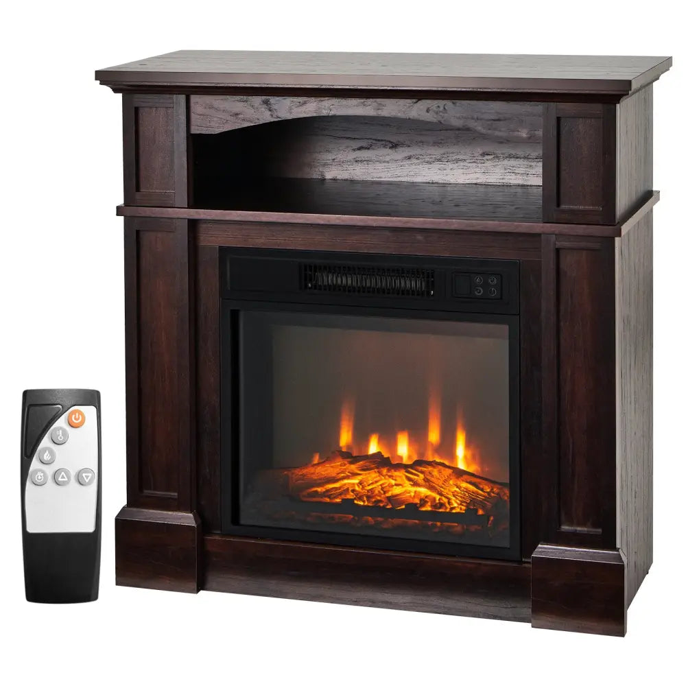 32 Inch 1400W Electric TV Stand Fireplace with Shelf-Natural - Natural - Fireplaces
