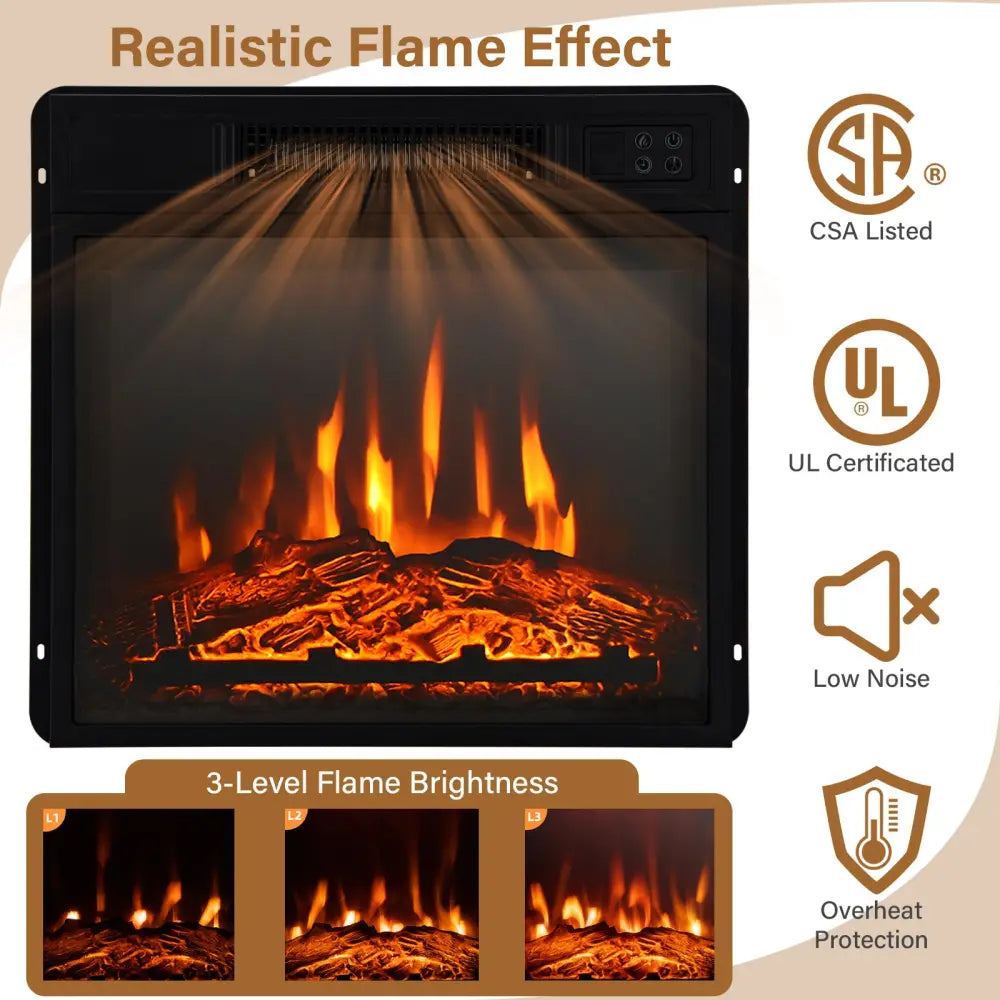 32 Inch 1400W Electric TV Stand Fireplace with Shelf-Natural - Natural - Fireplaces