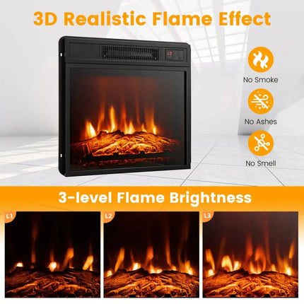 32 Inch 1400W Electric TV Stand Fireplace with Shelf-White Costway