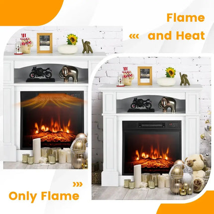 32 Inch 1400W Electric TV Stand Fireplace with Shelf-White Costway