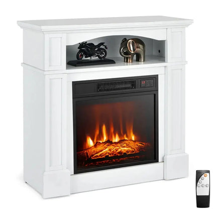32 Inch 1400W Electric TV Stand Fireplace with Shelf-White Costway