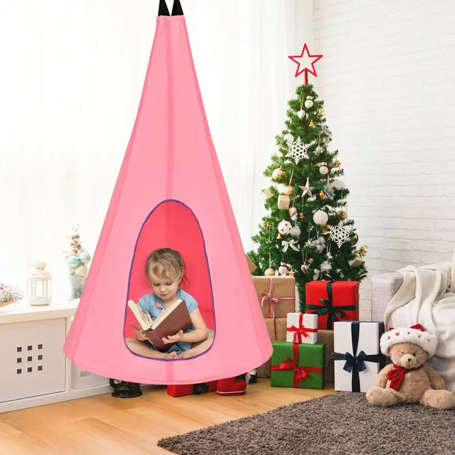 32 Inch Kids Nest Swing Chair Hanging Hammock Seat for Indoor and Outdoor-Pink - Pink - Swing & Playsets