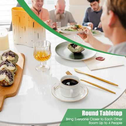 32 Inch Modern Tulip Round Dining Table with MDF Top-White Costway