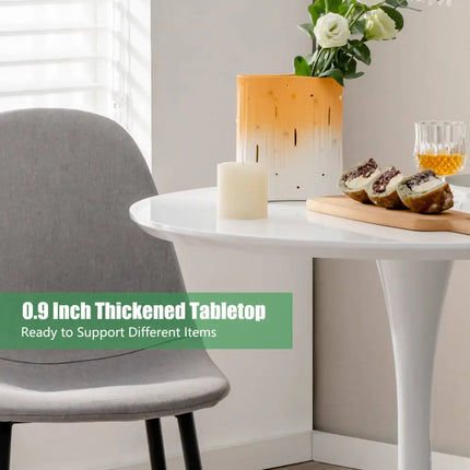 32 Inch Modern Tulip Round Dining Table with MDF Top-White Costway