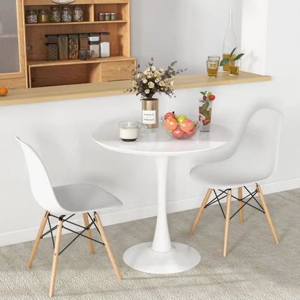 32 Inch Modern Tulip Round Dining Table with MDF Top-White Costway