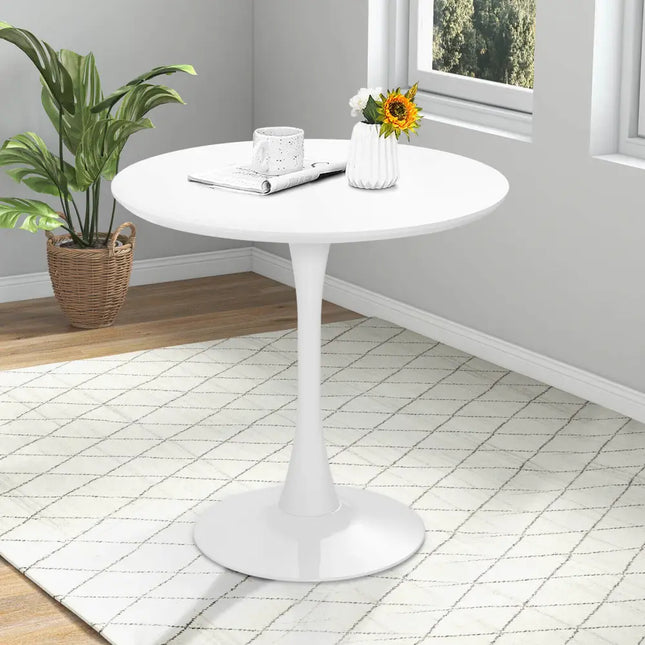 32 Inch Modern Tulip Round Dining Table with MDF Top-White Costway