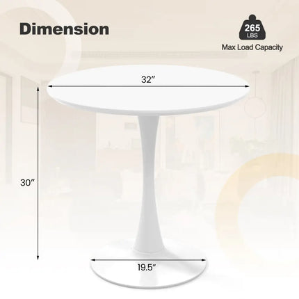 32 Inch Modern Tulip Round Dining Table with MDF Top-White Costway