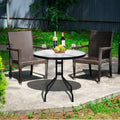 32 Inch Outdoor Patio Round Tempered Glass Top Table with Umbrella Hole - Transparent - Patio Dining Tables