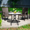 32 Inch Outdoor Patio Round Tempered Glass Top Table with Umbrella Hole - Transparent - Patio Dining Tables