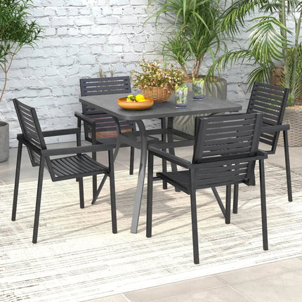32 Inch Patio Dining Table Metal Square Table for Dining with 4 Curved Legs-Gray - Gray - Patio Dining Tables