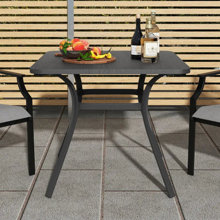 32 Inch Patio Dining Table Metal Square Table for Dining with 4 Curved Legs-Gray - Gray - Patio Dining Tables